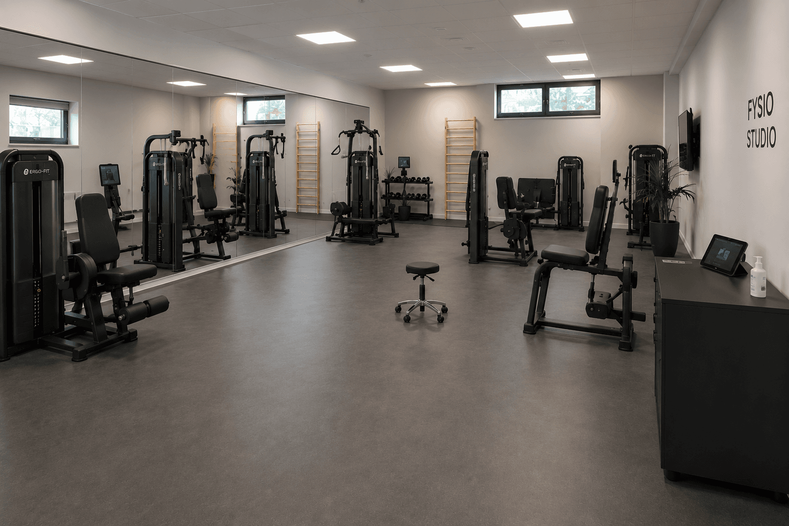 Fysiotherapie ruimte met stabiele sportvloer